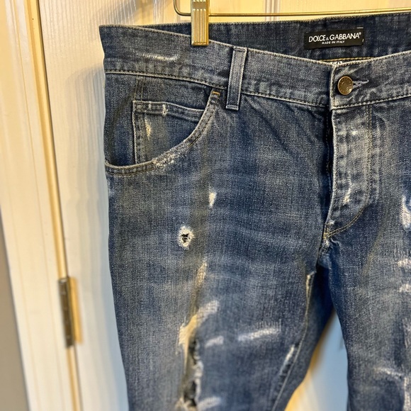 Dolce & Gabbana Men’s Ripped Blue Jeans Size 50 / Waist ~34 inches - Picture 2 of 9